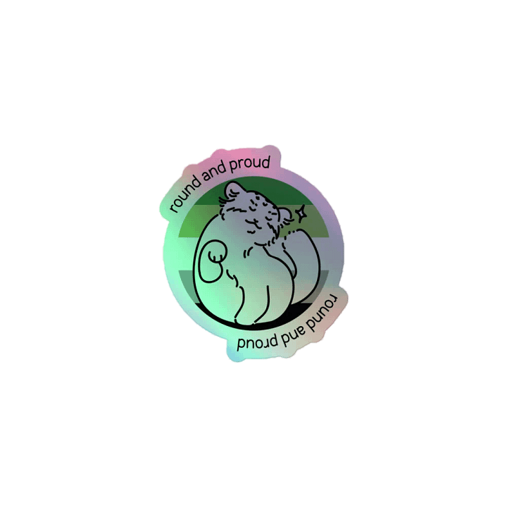 Round and Proud Manul Holo Sticker - Aromantic Flag Version product image (1)