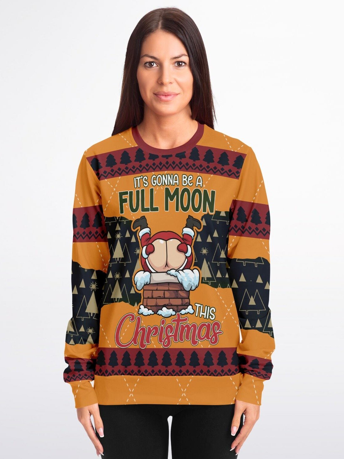 “Full Moon This Christmas” Funny Santa Christmas Sweatshirt | Naughty Holiday Party Jumper | Humorous Adult Santa Ugly Sweater | Unisex Xmas Party Gift product image (3)
