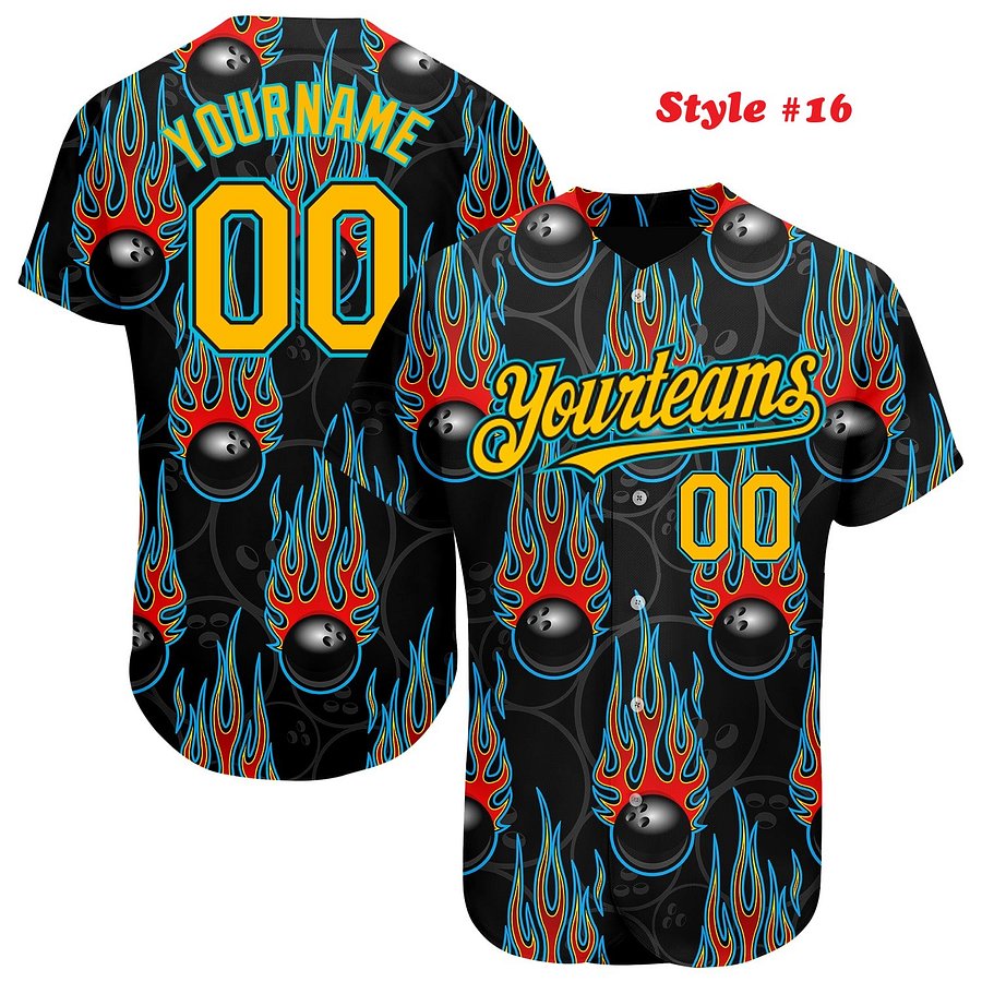 Authentic Baseball Jersey, Custom Baseball Jersey, Personalized Sport Jersey, Colorful, Number, Bowling product image (234)
