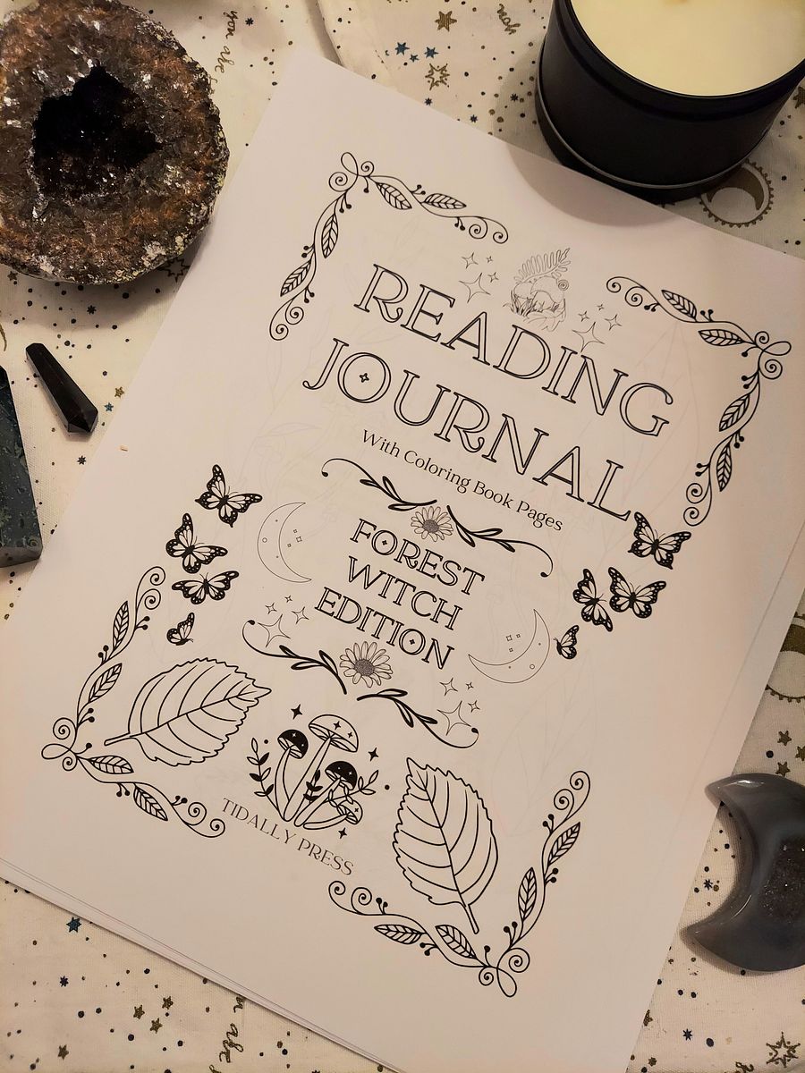 Printable Reading Journal with Coloring Book Pages: Forest Witch Edition product image (3)