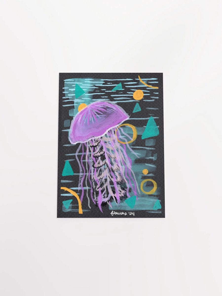 shapely jellyfish - gouache on black paper - print product image (14)