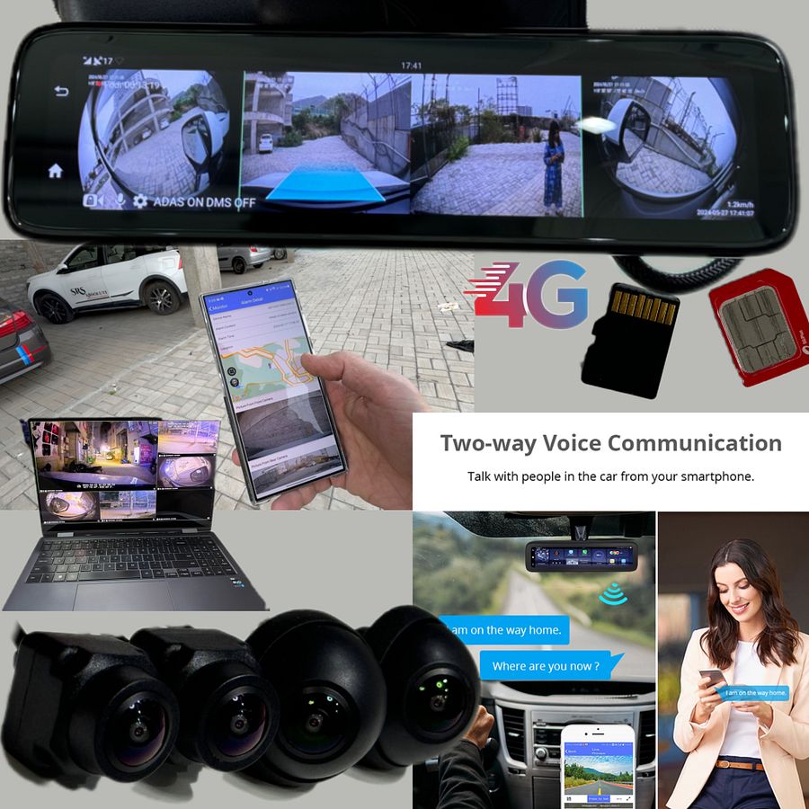 SRS ABSOLUTE 4G AI Android10 Smart DashCam Full Set 24x7 Live Remote video/Parking Monitor ADAS GPS SOS Bluetooth WiFi MicroSD GPS Night Vision(4 Channel S12ProL 12" 4G ADAS 2GB+32GB) product image (10)
