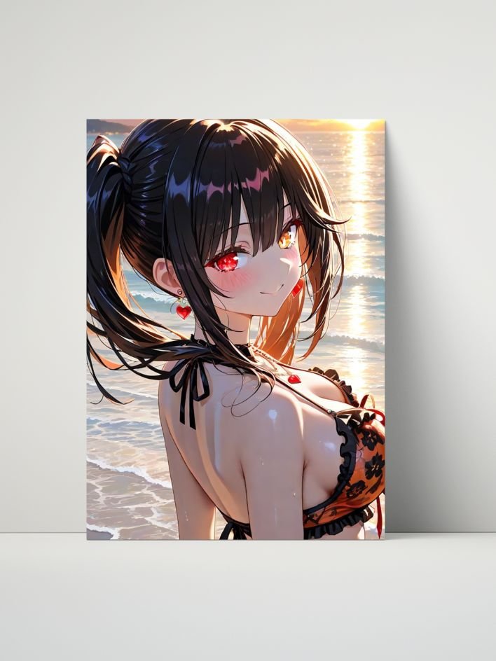 Date A Live Kurumi Sunset Beach Bikini – Glossy 8x10 Metal Print product image (1)
