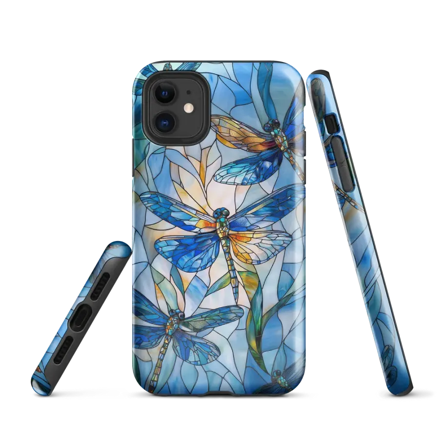 Blue Dragonflies Stained Glass Effect - Tough Phone Case product image (1)