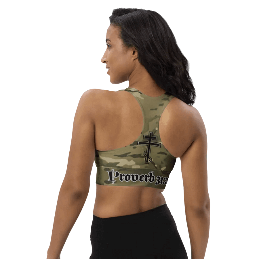 Faithful Camo: Proverb 3:25 Longline Sports Bra - Multicam product image (6)