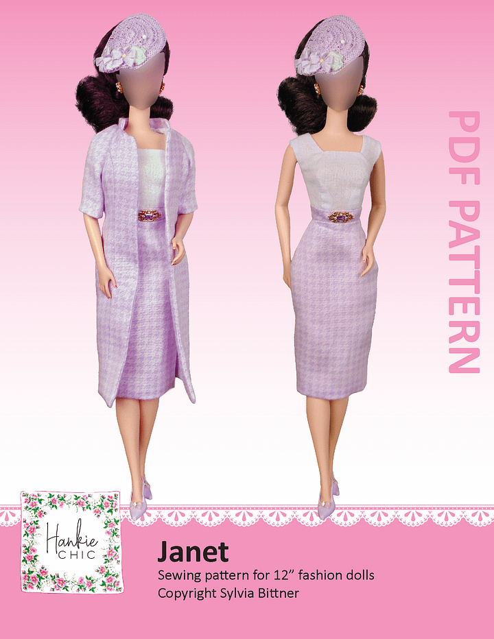 Janet sewing pattern for 12" fashion dolls product image (1)