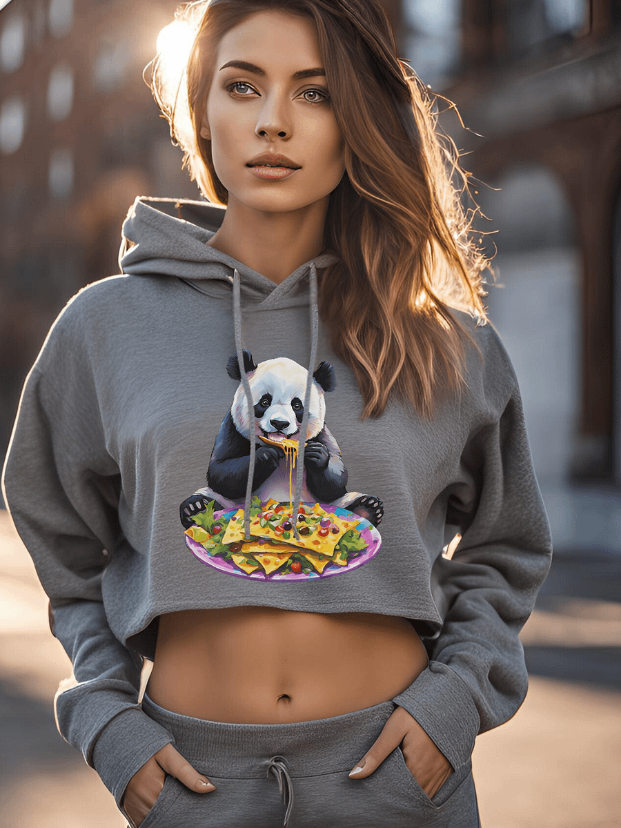 Panda Nacho Party Crop Hoodie product image (2)