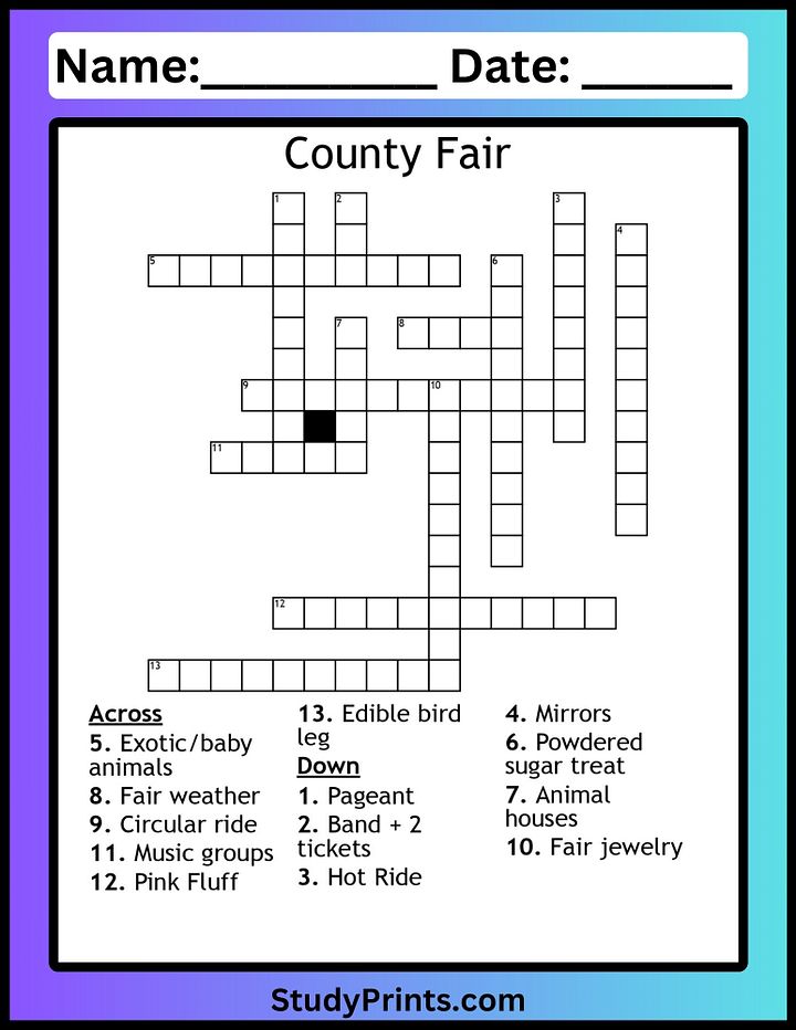 County Fair Crossword Puzzle product image (1)