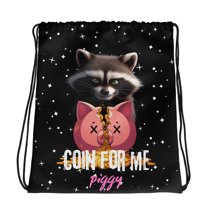 Mischievous Raccoon All-Over Drawstring Bag product image (1)