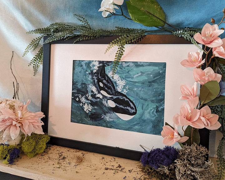 Orca Siblings Surface to Say Hi - Gouache Art Print (PRINT ONLY) product image (1)