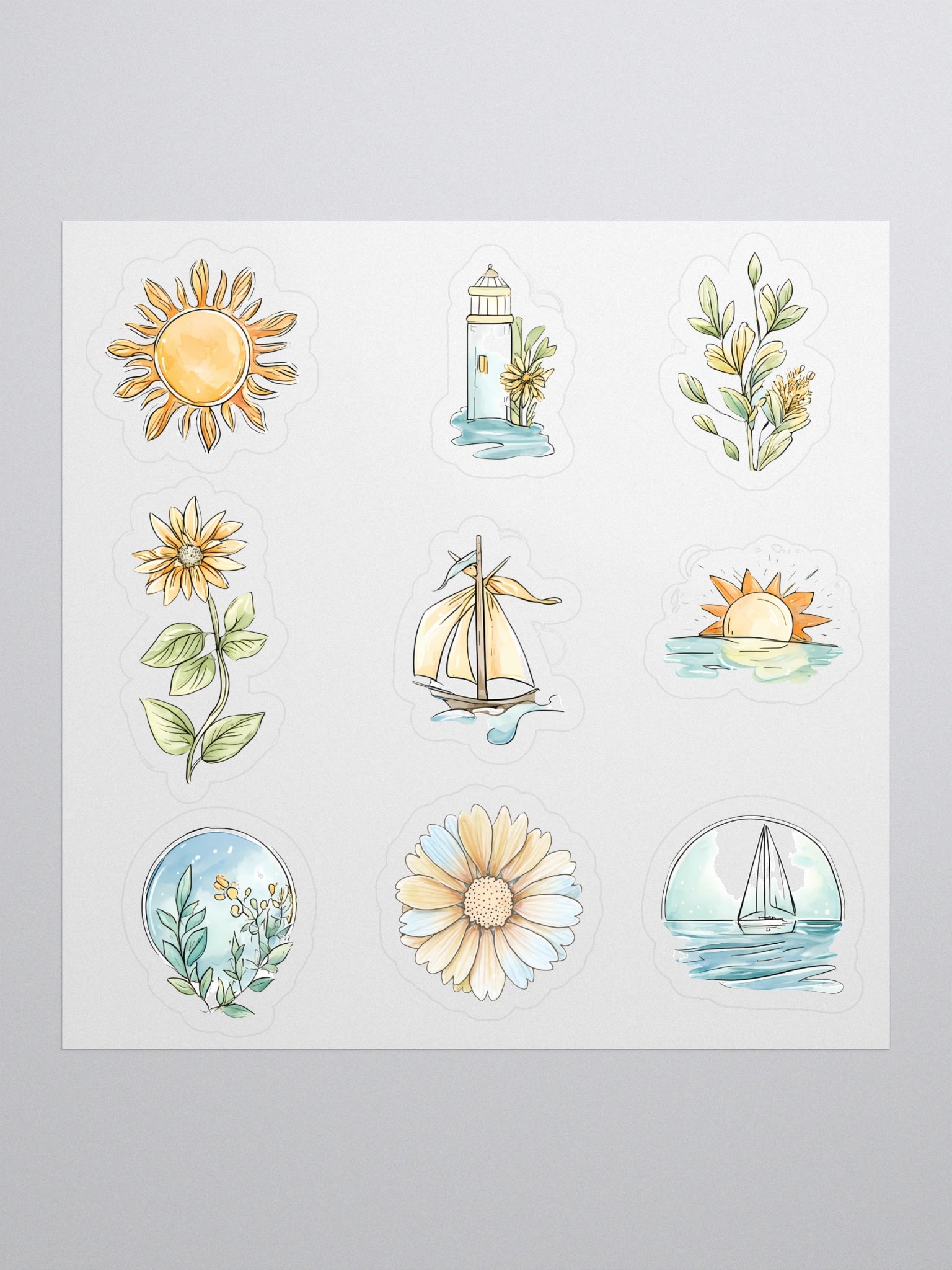 Golden Horizon – Nautical & Botanical Summer Sticker Collection product image (1)