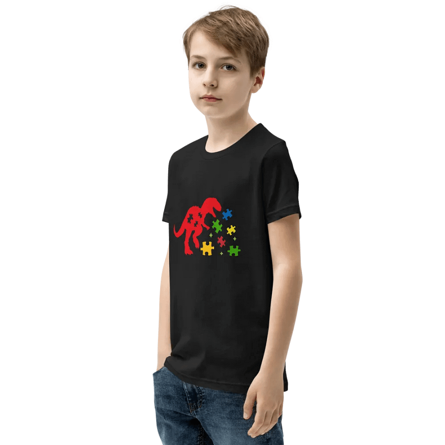T-Rex Autism Puzzle Youth T-Shirt product image (2)
