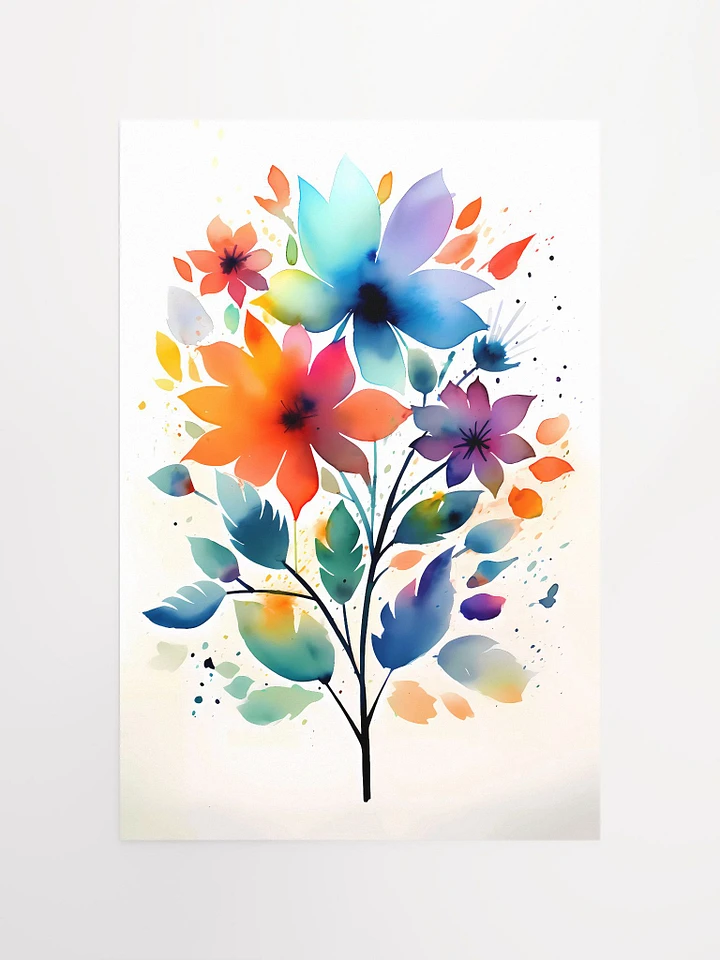 Vibrant Watercolor Blossoms - Cheerful Modern Floral Wall Art Matte Poster product image (2)