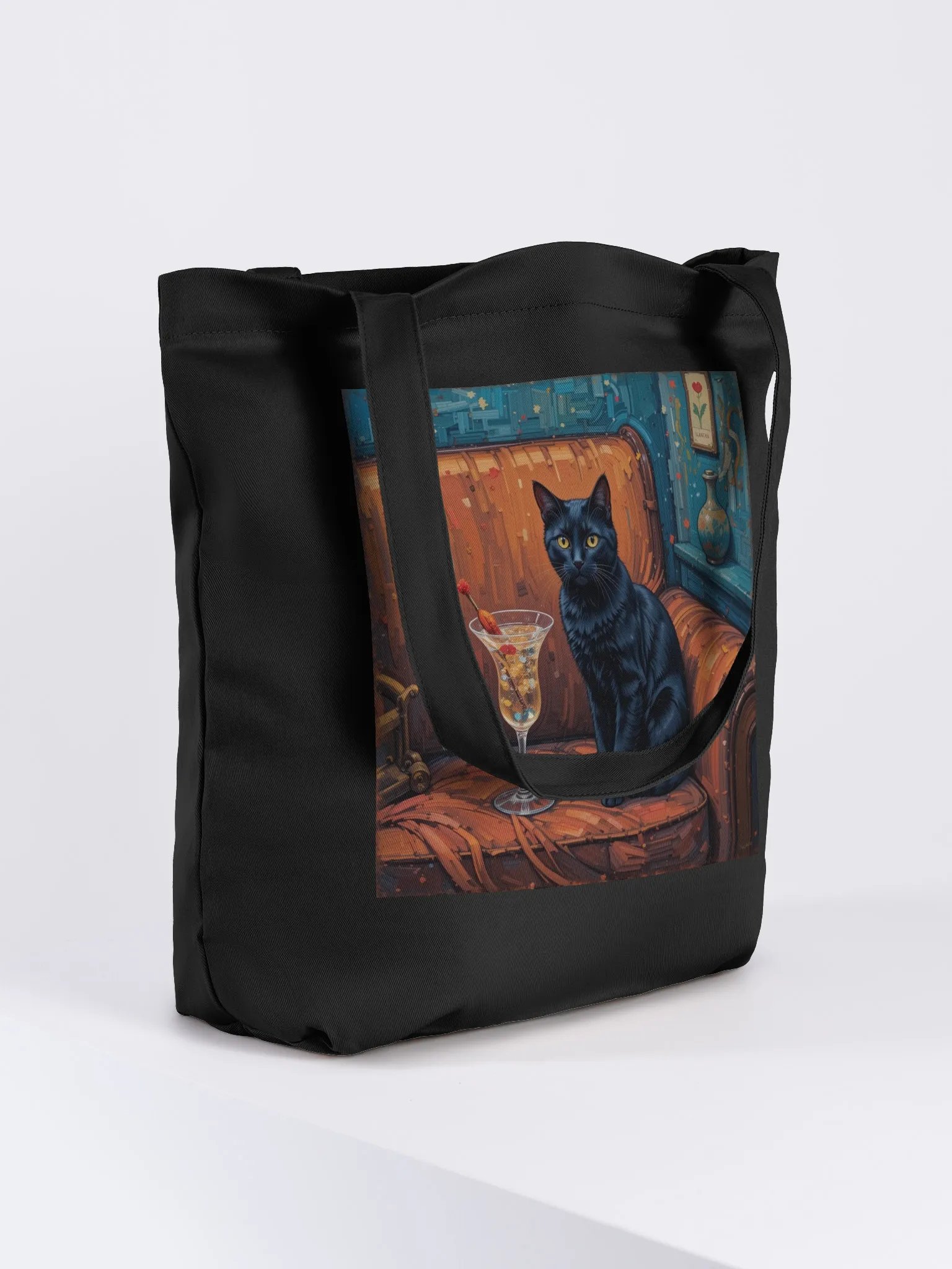 BLACK CAT ON COUCH NEXT TO MARTINI product image (4)