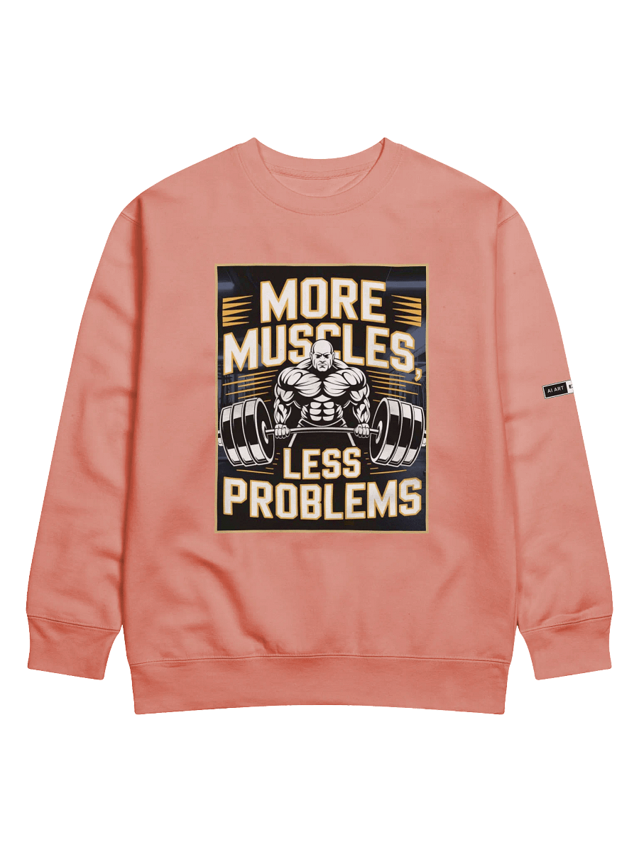"MORE MUSCLES, LESS PROBLEMS" premium cotton sweatshirt product image (3)