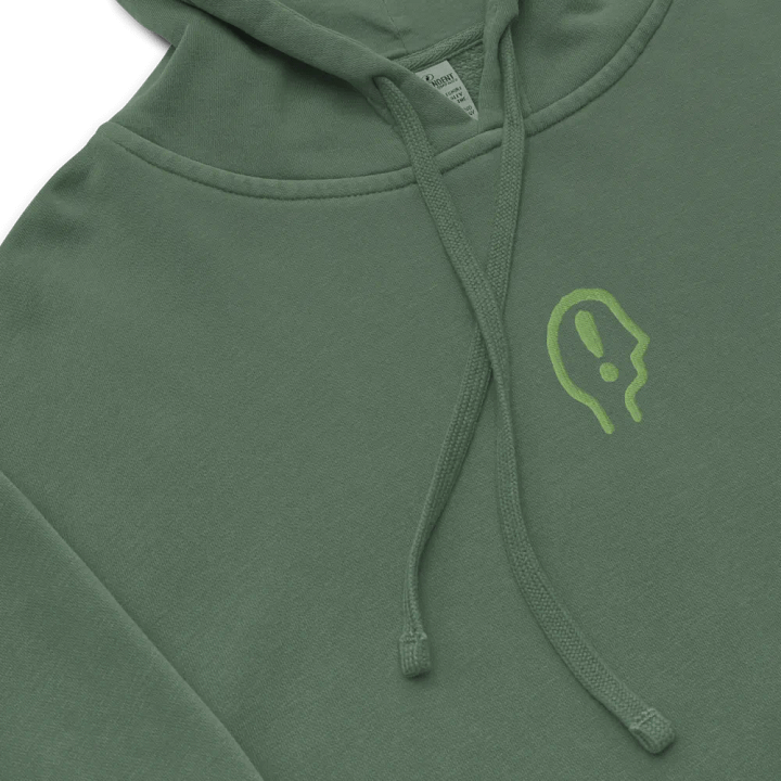 EXCLAIMING MENTALLY (C. light green) embroidered pigment hoodie product image (1)