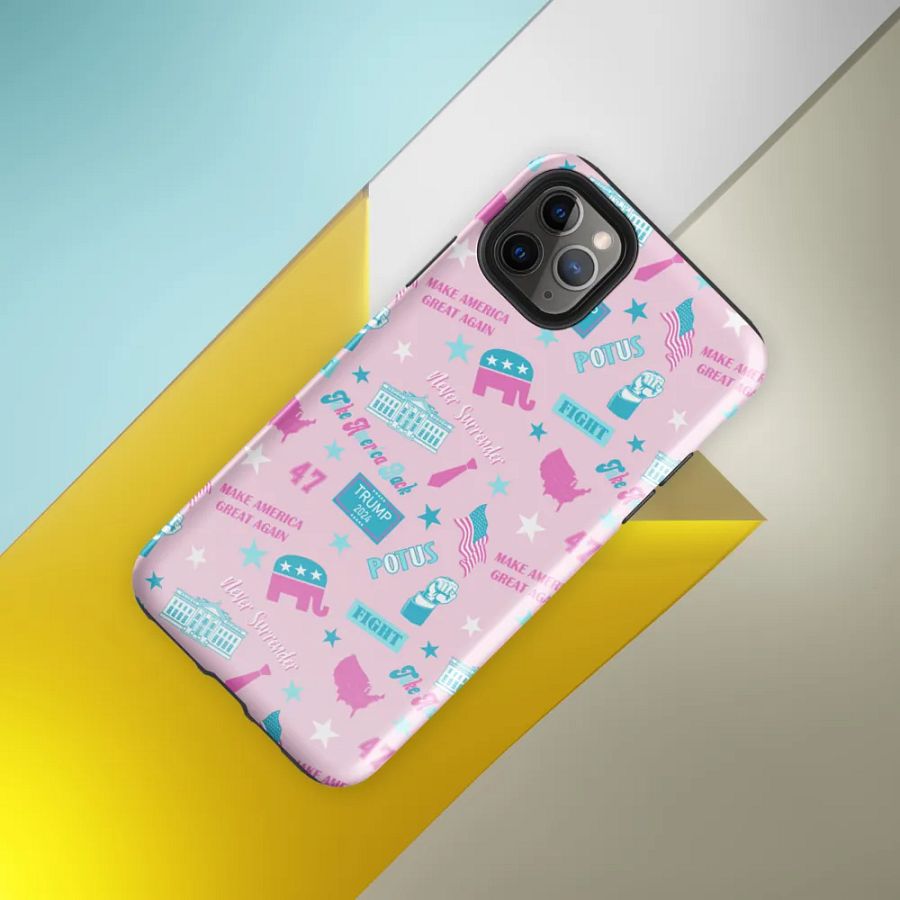 Trump 2024 Election-Themed Patriot Make America Great Again Pink Pattern Phone Case for iPhone product image (40)
