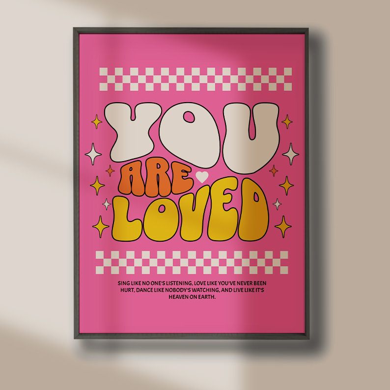YOUR ARE LOVED Retro Typography Self-love Poster product image (5)