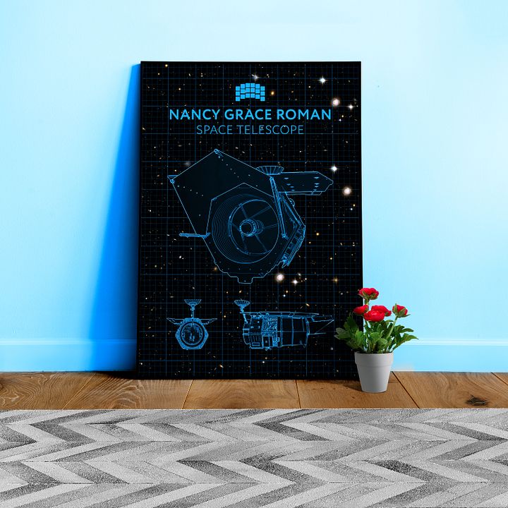 Nancy Grace Roman Telescope Blueprint Poster — NASA NGRST Space Print product image (1)