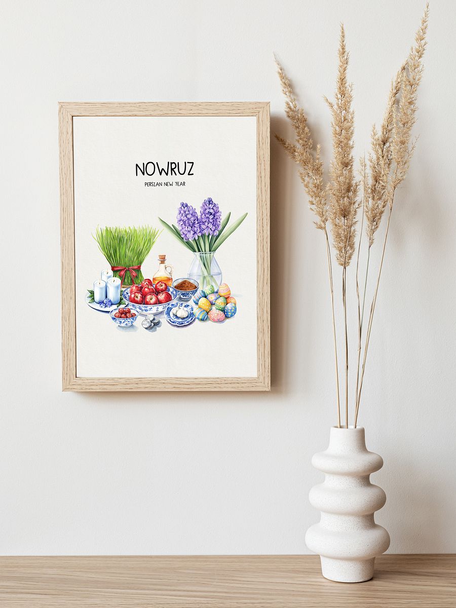 Nowruz Watercolor Art, Haft-sin Table, Persian New Year, Printable Wall Art, Persian Art, Watercolor Food Illustration, Digital Art, Norooz product image (7)