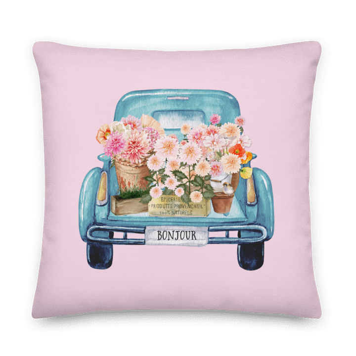 COTTAGE SUMMER FRESH PINK DAHIA TRUCK PILLOW product image (1)