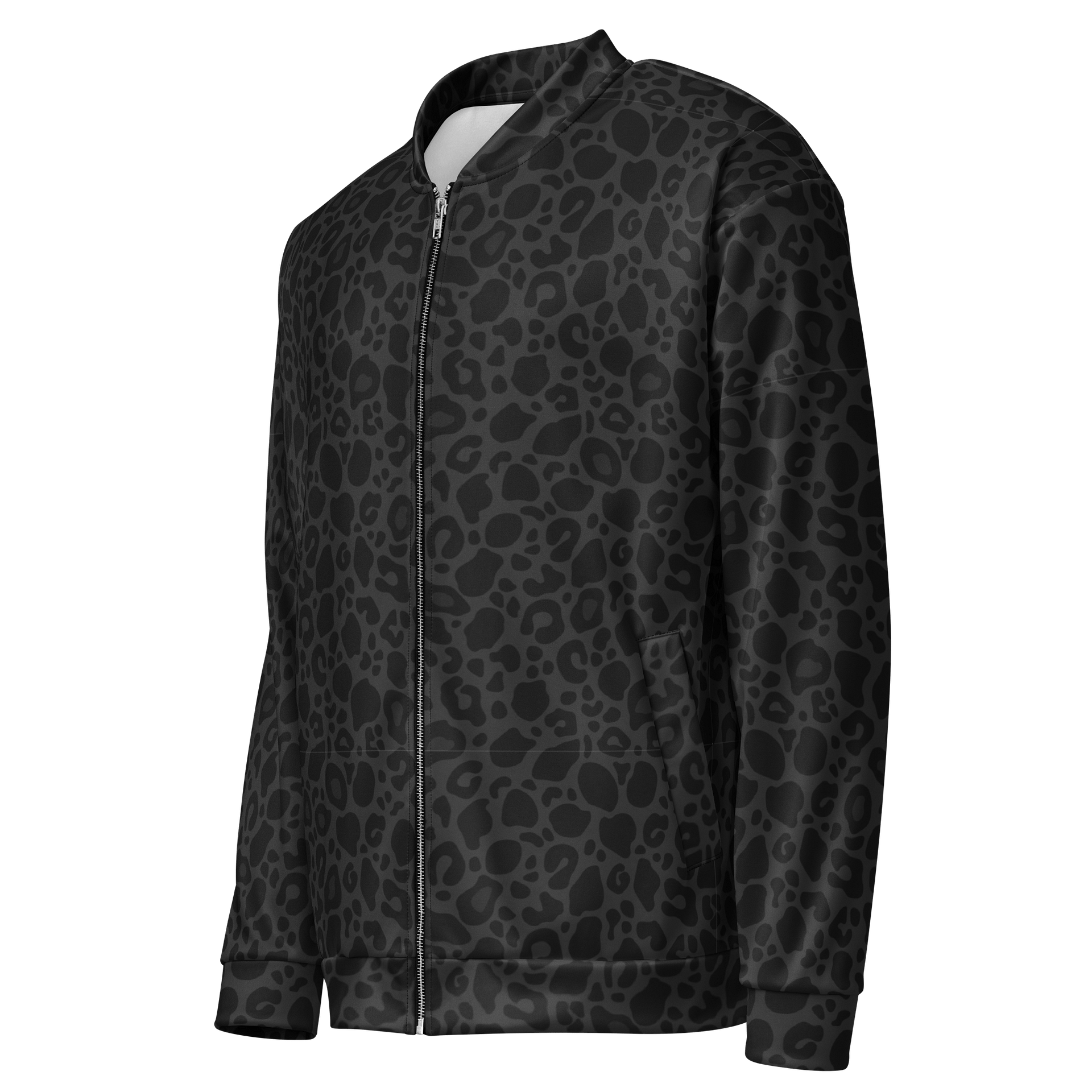 Trendy Black Leopard Print Bomber Jacket for Comfort Fashion product image (3)