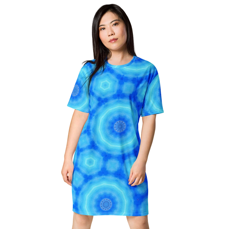 Abstract Circular Pattern in Blues Ladies T Shirt Dress product image (3)