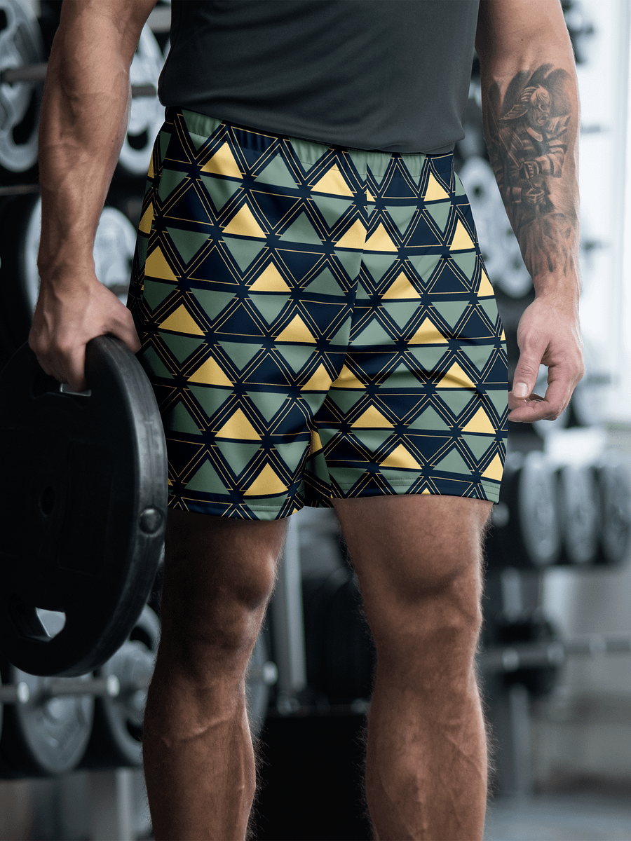 Triangulated Night Geometric All Over Print Athletic Long Shorts product image (3)