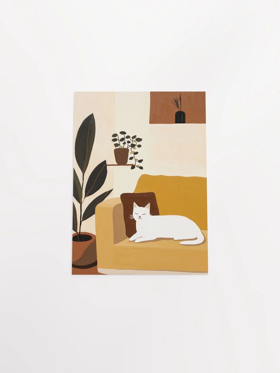 Cozy Cat on Mustard Sofa Poster product image (7)