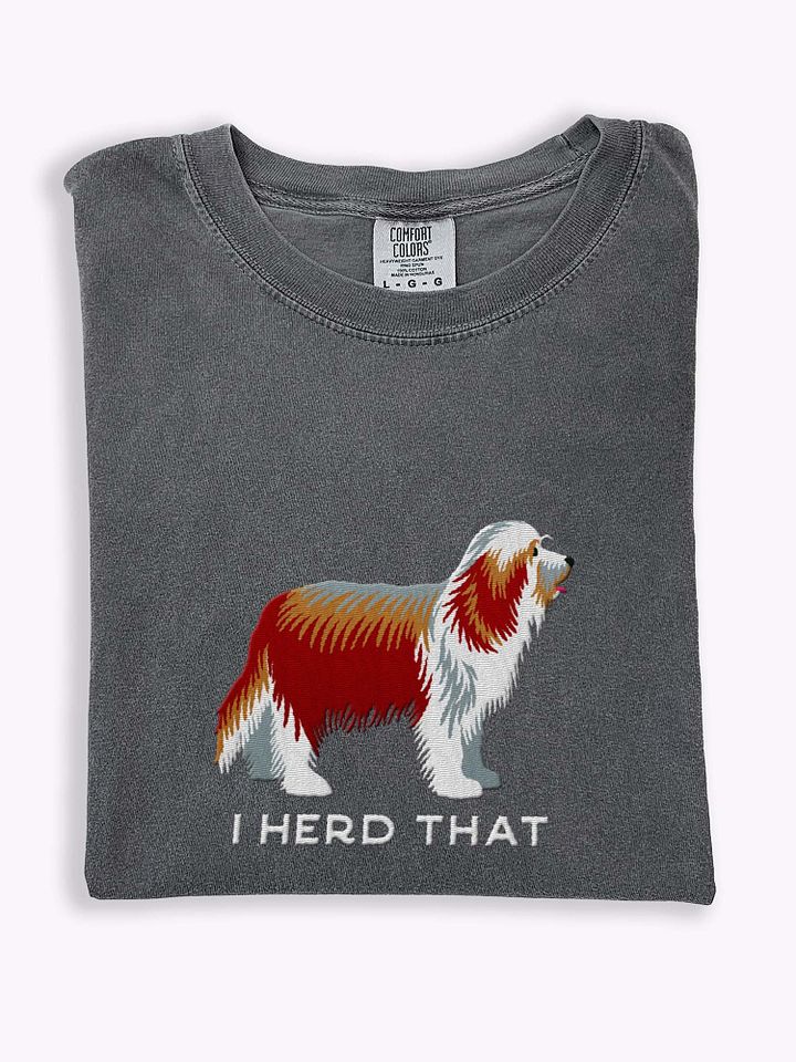 I Herd That T-Shirt(Embroidered) of a Bearded Collie(Red) product image (1)