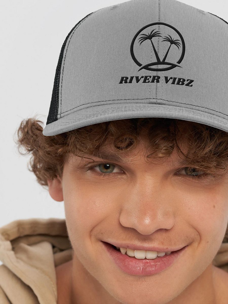 Palm Tree Black River Vibz Trucker Hat product image (8)