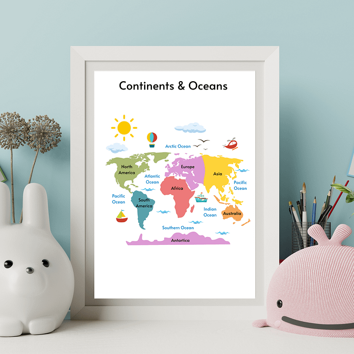Toddler / Preschooler Continents and Oceans Learning Poster product image (2)
