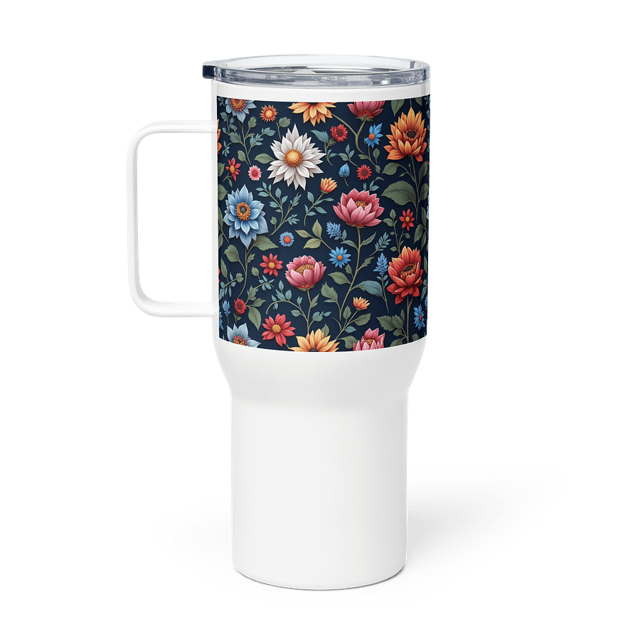 Elegant Folk Art Floral Stainless Steel Travel Tumbler with Handle product image (1)
