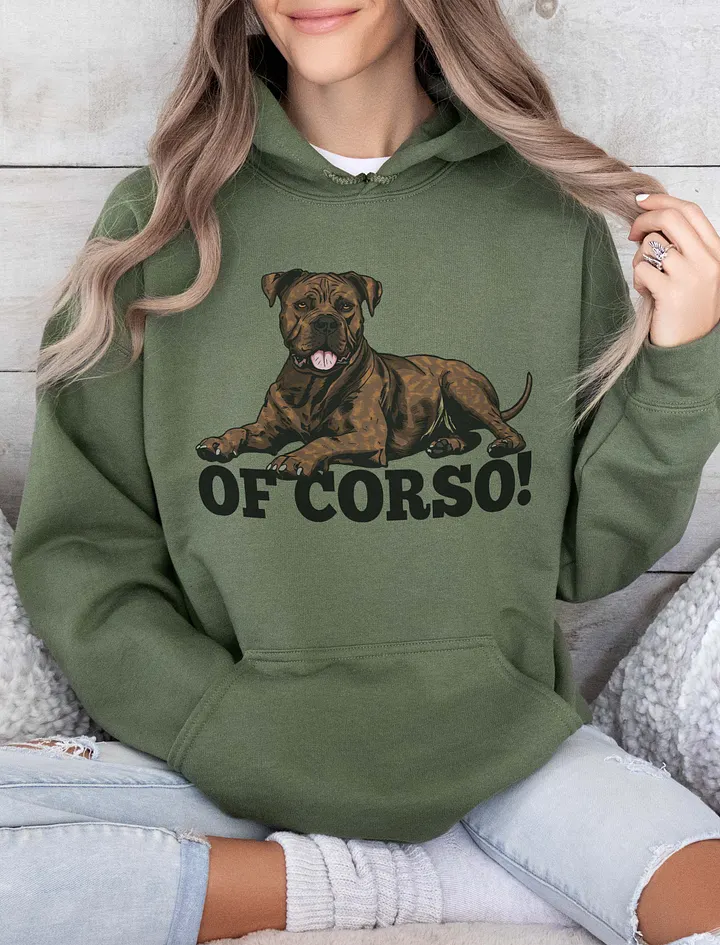 Of Corso! Hooded Sweatshirt of a Cane Corso (Brindle) | Funny Hoodie for Cane Corso Paw-rents product image (13)