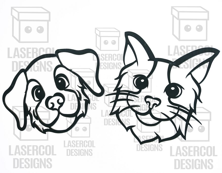 Cute Dog and Cat Wall Art - Laser Cut Files product image (4)