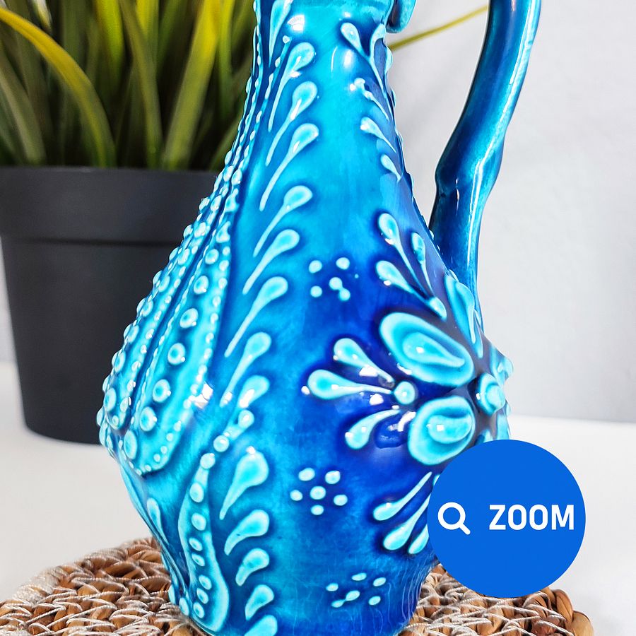 Ceramic turquoise jugs (bottle for oil), Turkish Iznik style (Ibrik vazo) — handmade pottery product image (7)