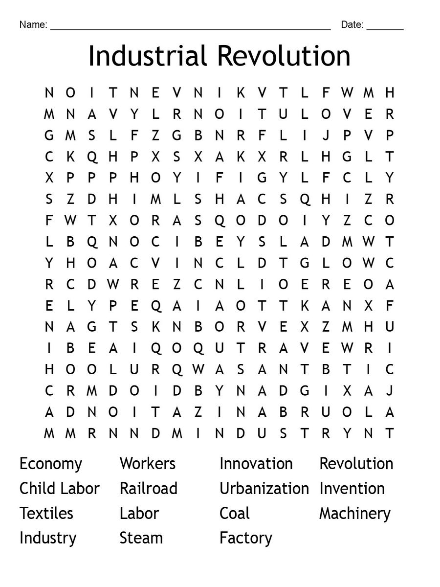 Printable Industrial Revolution Word Search Puzzle product image (1)