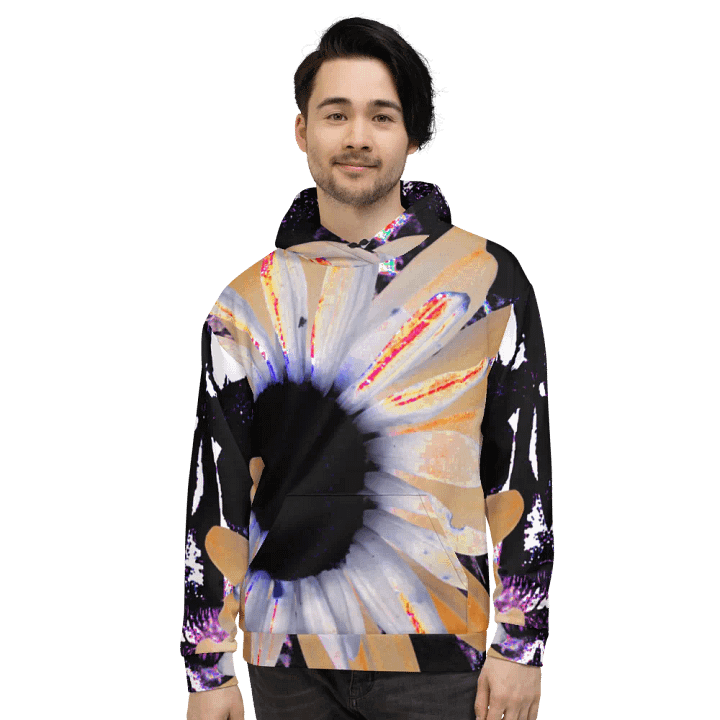 Abstract Neon Daises All Over Print Pull On Hoodie product image (2)