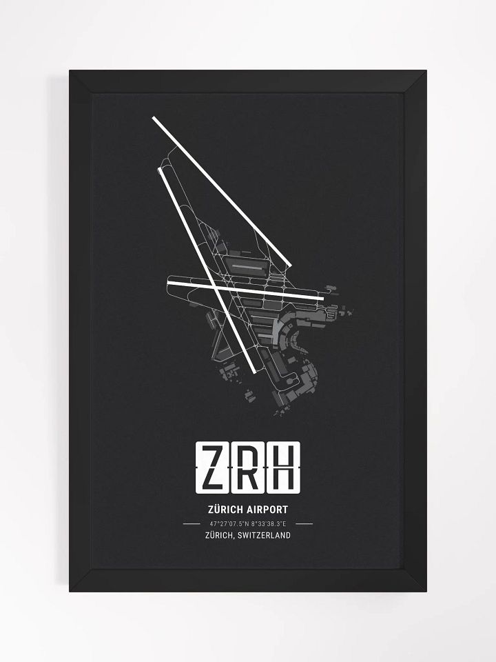 Framed Airport ZRH Premium Map On Matt Paper product image (1)