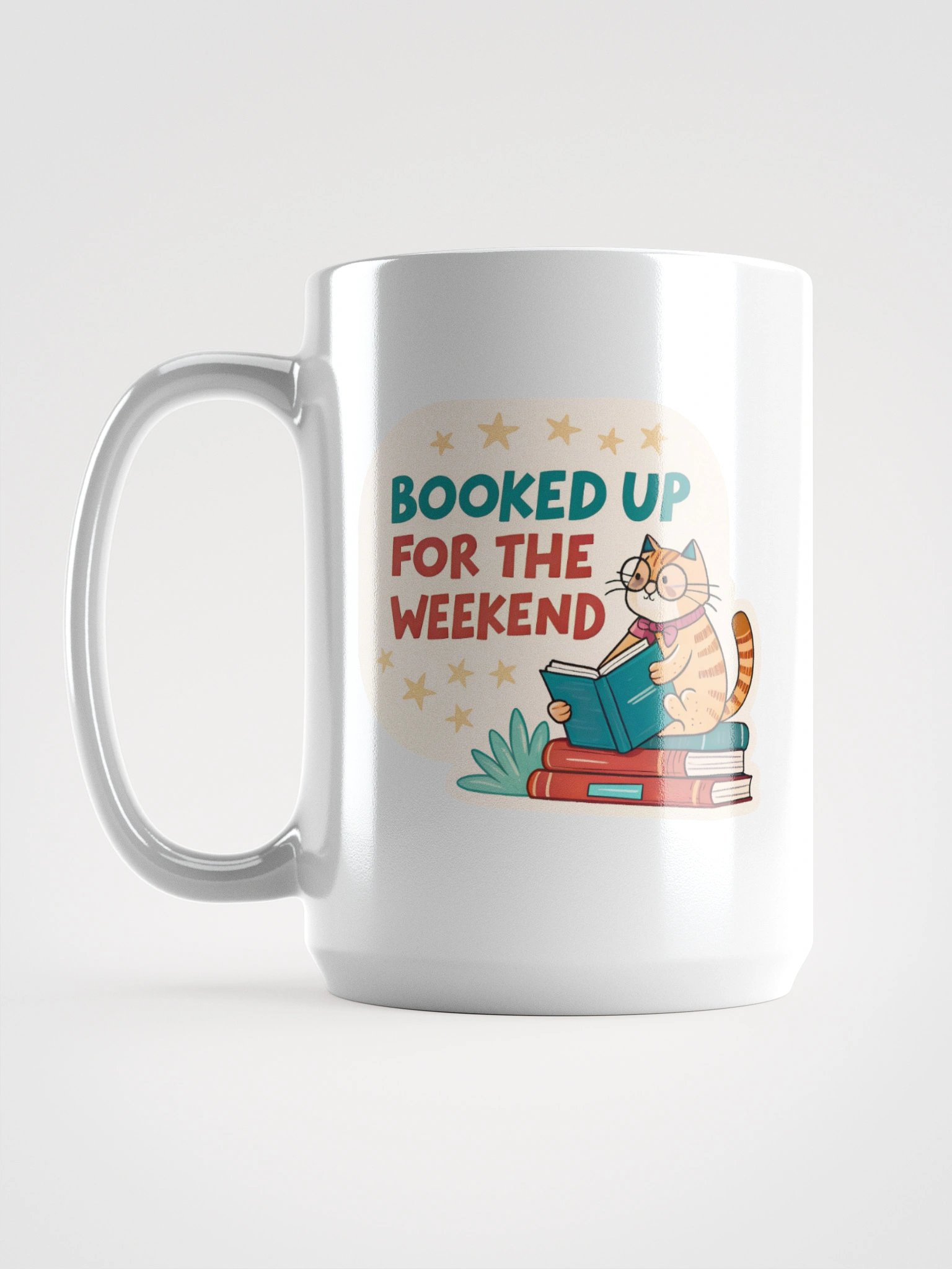 Bookworm Cat White Glossy Mug product image (6)