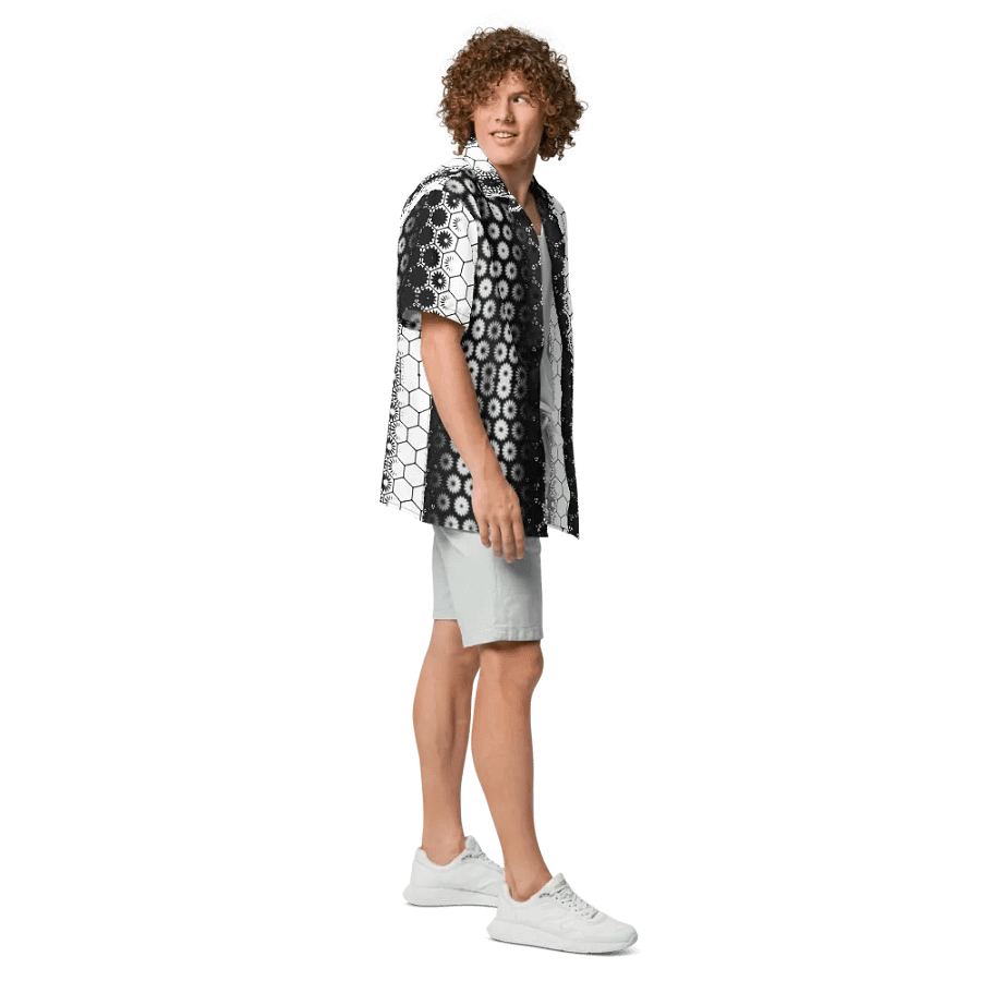 Button Up, Hawaiian Style, Black and White, Shirt product image (12)
