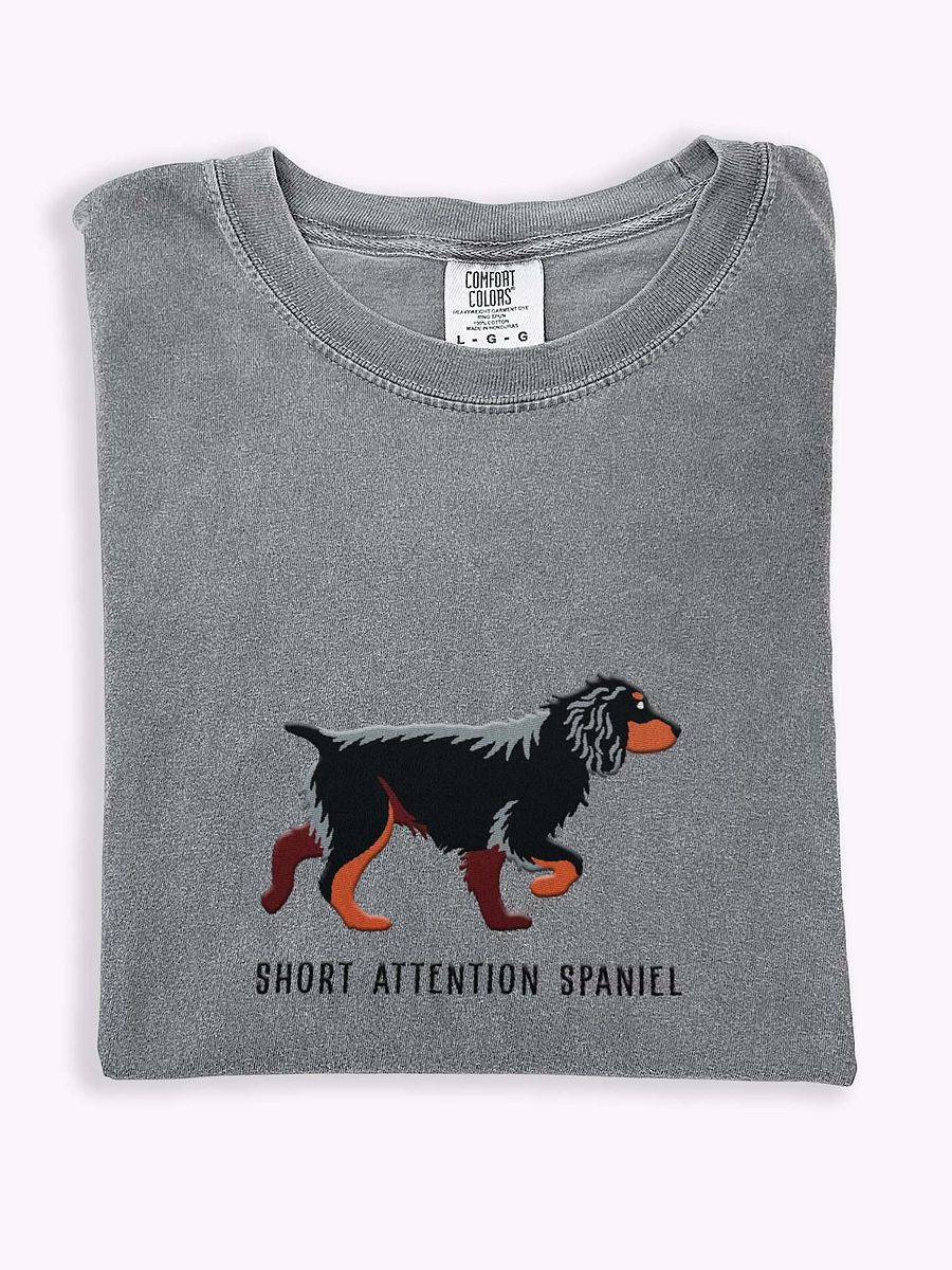 Short Attention Spaniel T-Shirt(Embroidered) of a Working Cocker Spaniel(Black & Tan) product image (1)