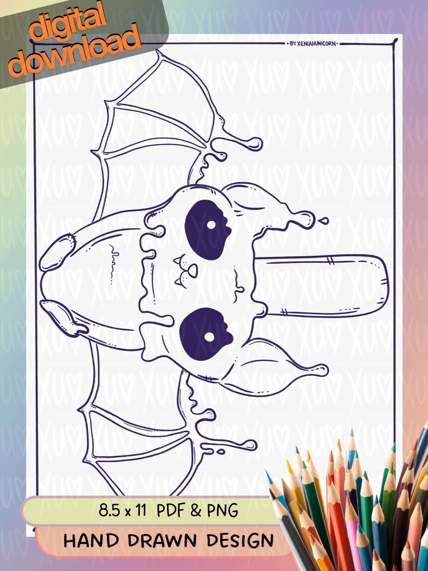 Bat Pop – Summerween Scream – Spooky-Sweet Coloring Page product image (1)
