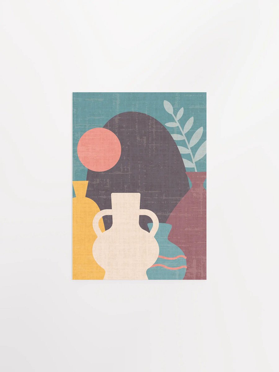 Boho Abstract Wall Art | Clay Vases, Sunset Tones, Earth & River Symbols | Modern Bohemian Decor product image (3)