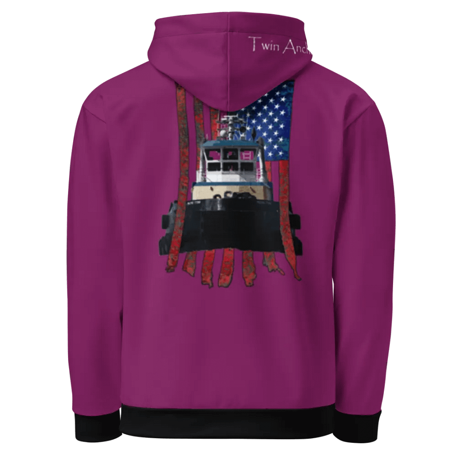 Eggplant Pacific Titan tug & CE Flage Hoodie product image (5)
