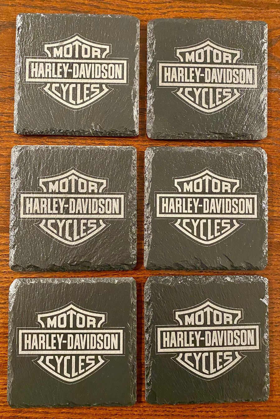 Harley-Davidson Logo Slate Coasters - Set of 6 Custom Laser Engraved product image (5)