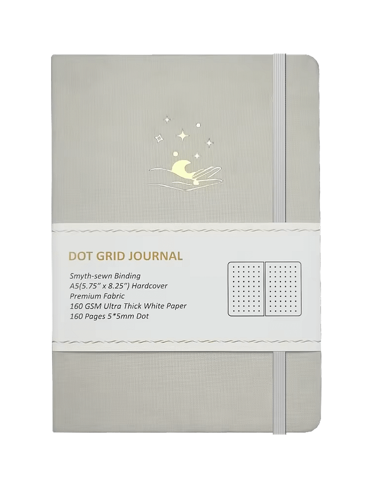 Ivory Celestial Design Fabric Cover A5 Dot Grid Notebook product image (1)