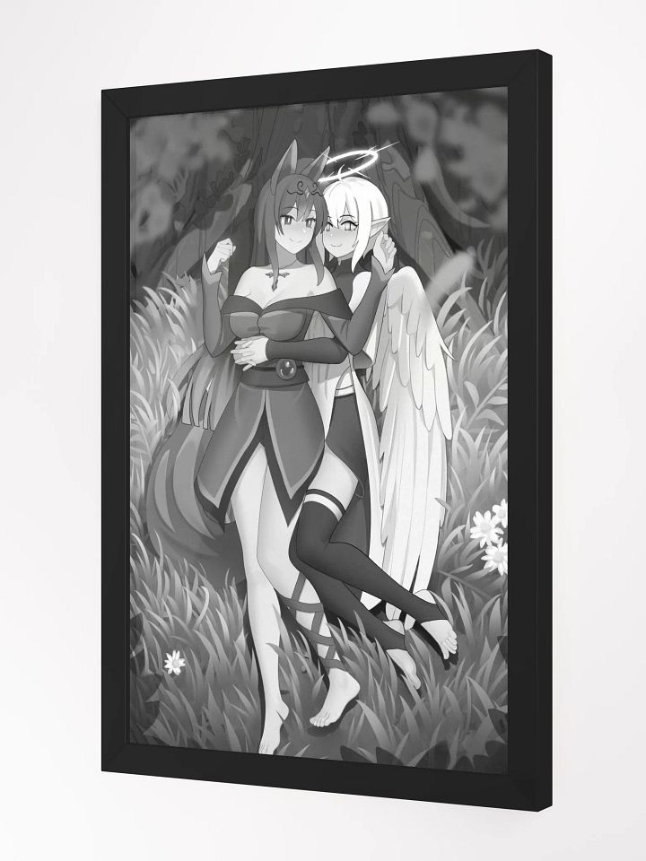 Cuddles under the cherry blossom black and white framed product image (2)