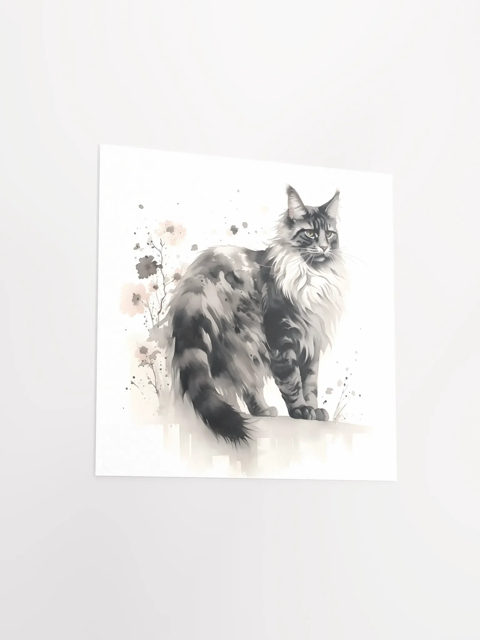 Maine Coon Floral Ink Art Print product image (3)