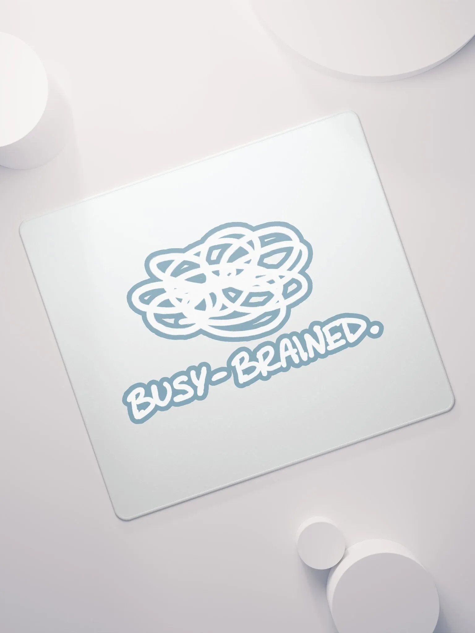 BUSY-BRAINED (lined design, #709AAF) mouse pad product image (7)